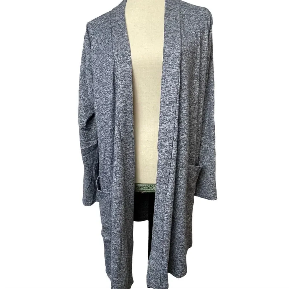 42POPS NWOT Blue & White Open Cardigan Long Sleeve with pockets stretchy size L